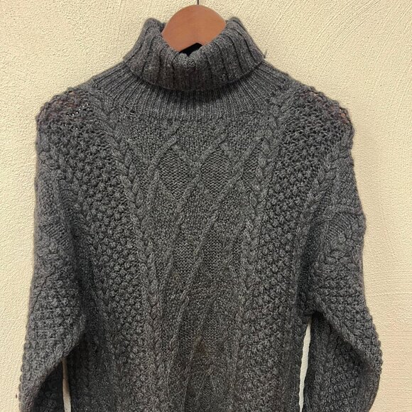 J. Crew Womens Turtleneck Wool Sweater Knitted Long Sleeve Black Size Medium - Picture 6 of 9